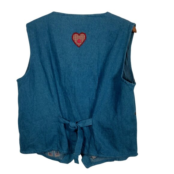 Vintage Bobbie Brooks Vest XL Blue Chambray Quilting Sewing Grannycore - Picture 2 of 14